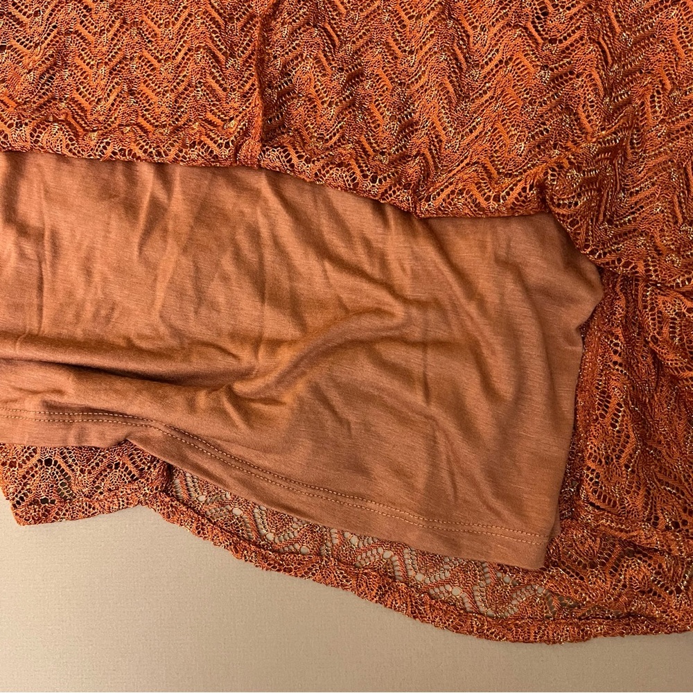 Miss Me Rust Orange Metallic Swing Dress - Picture 8 of 10